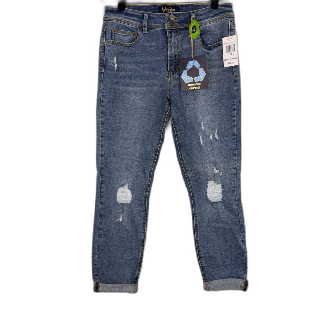 Indigo Rein Jeans Womens Size 13 High Rise Distressed Ankle Skinny Stretch NWT